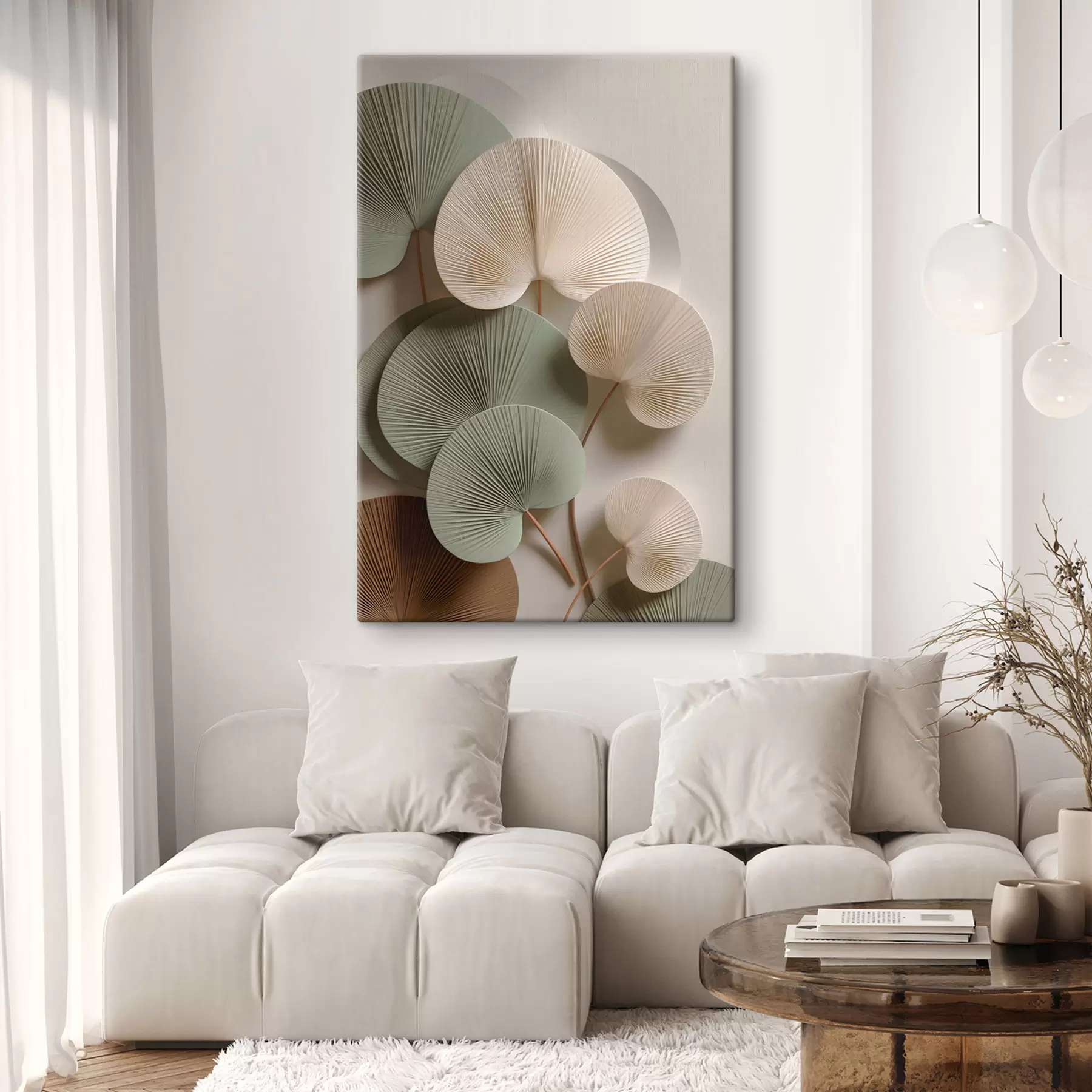 Tableau Composition abstraite avec des feuilles s48225