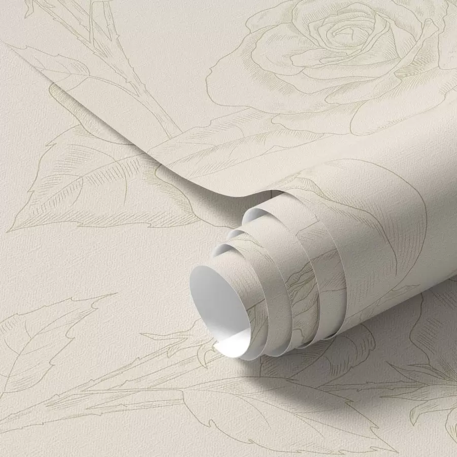 Papier peint Motif rose clair sur fond beige a01124