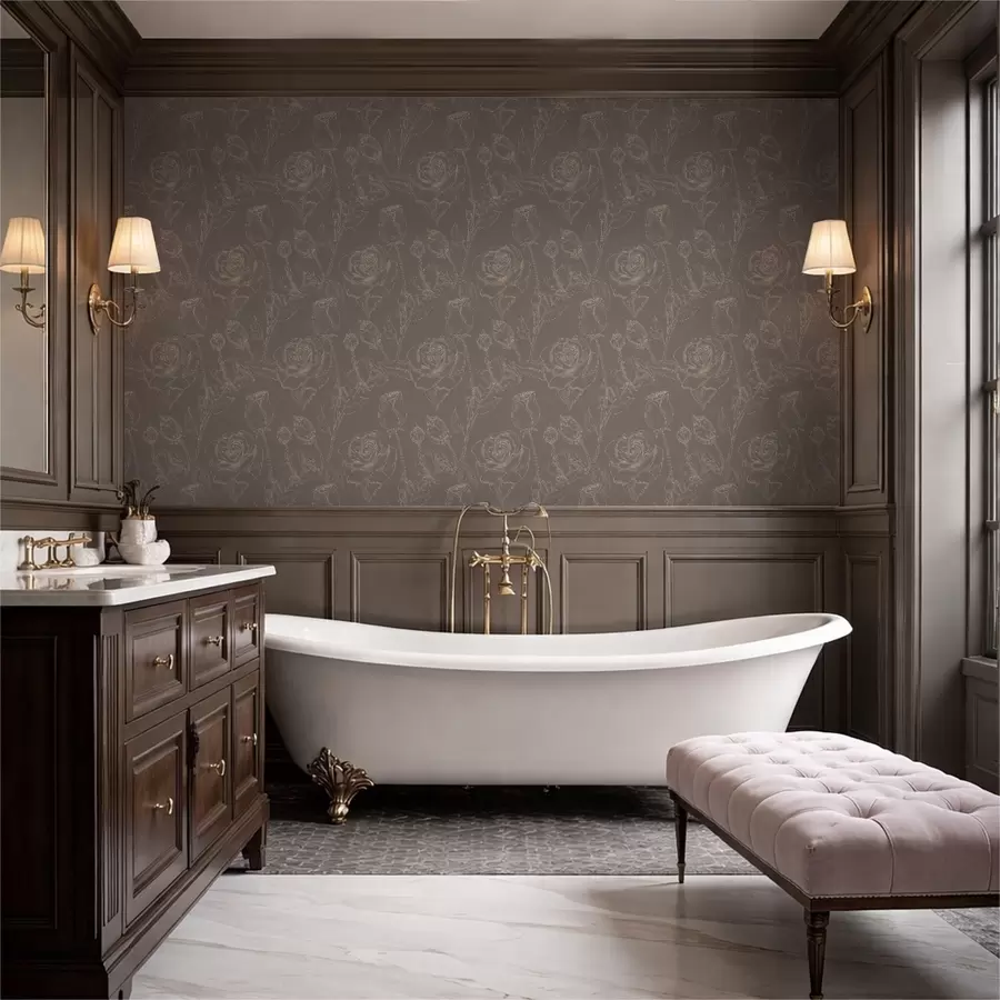 Papier peint Motif rose foncé sur fond marron a01124v1