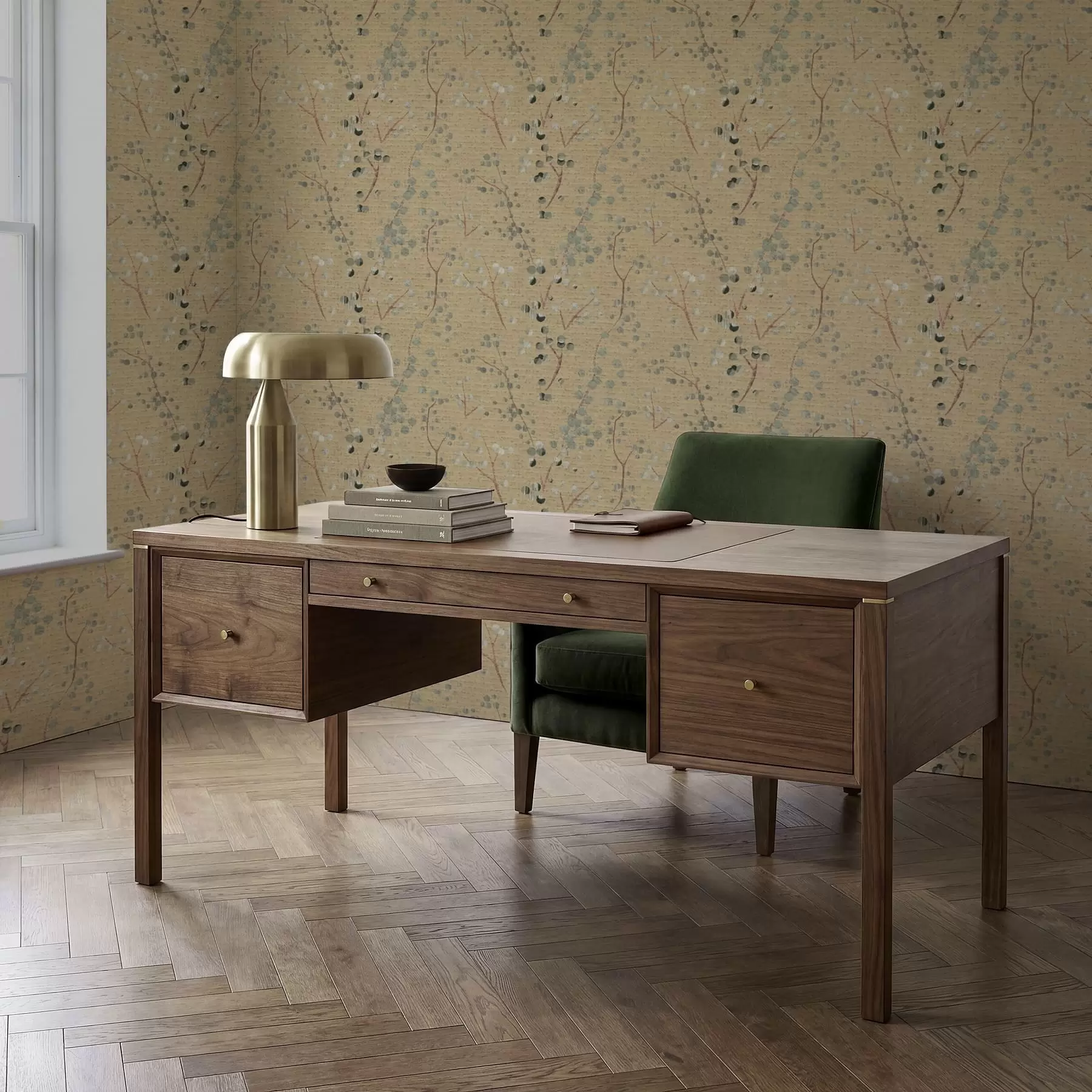 Papier peint Motif botanique abstrait avec des cercles a01126