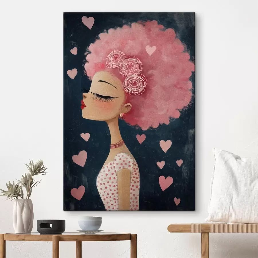 Tableau Fille aux cheveux roses s48226