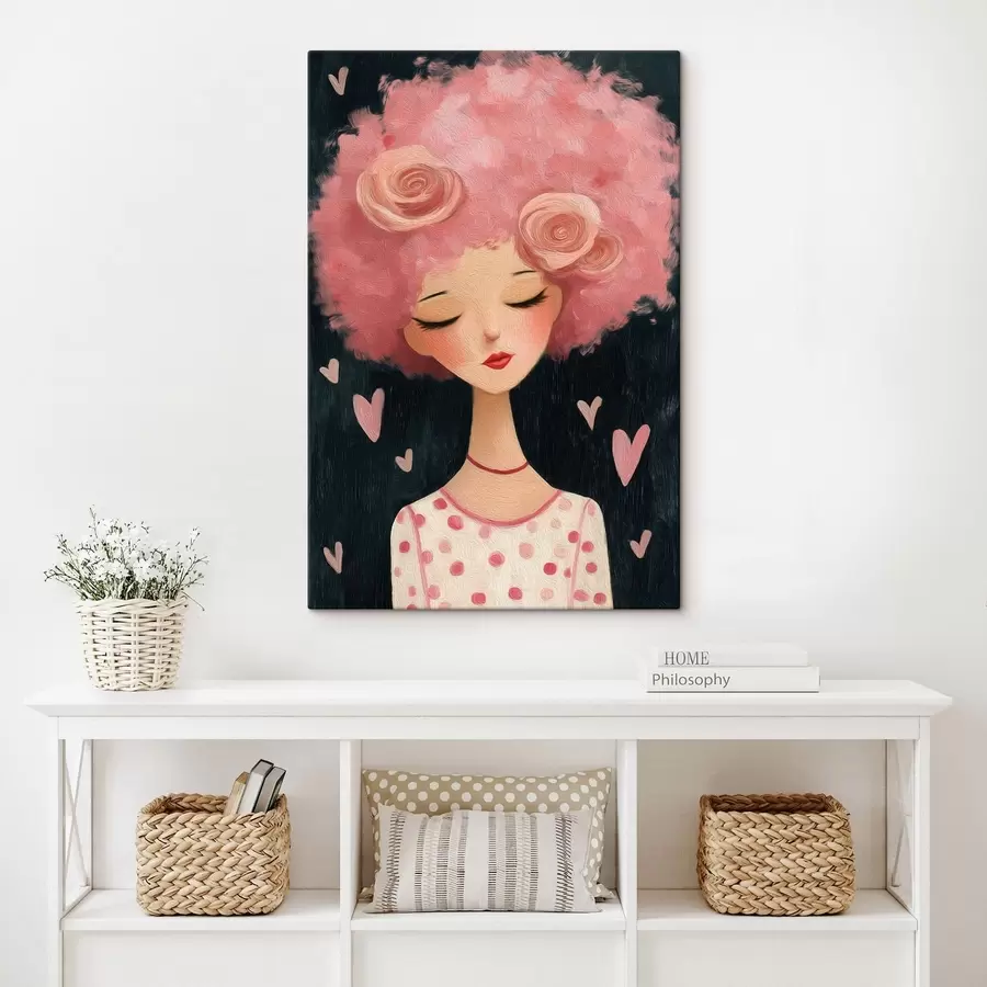 Tableau Fille aux cheveux roses s48227