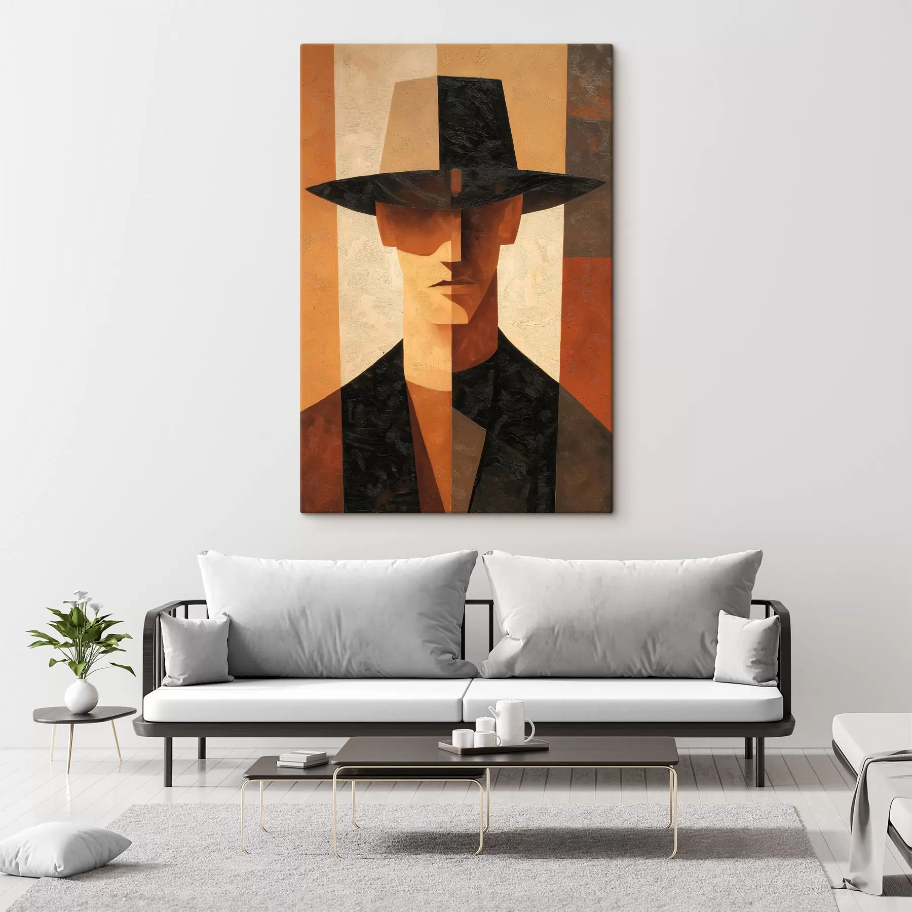 Tableau Portrait abstrait géométrique s48231