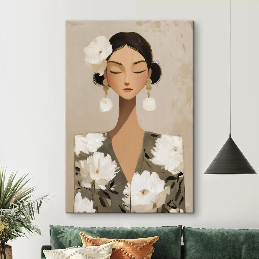 Tableau Fille avec des fleurs dans les cheveux s48233