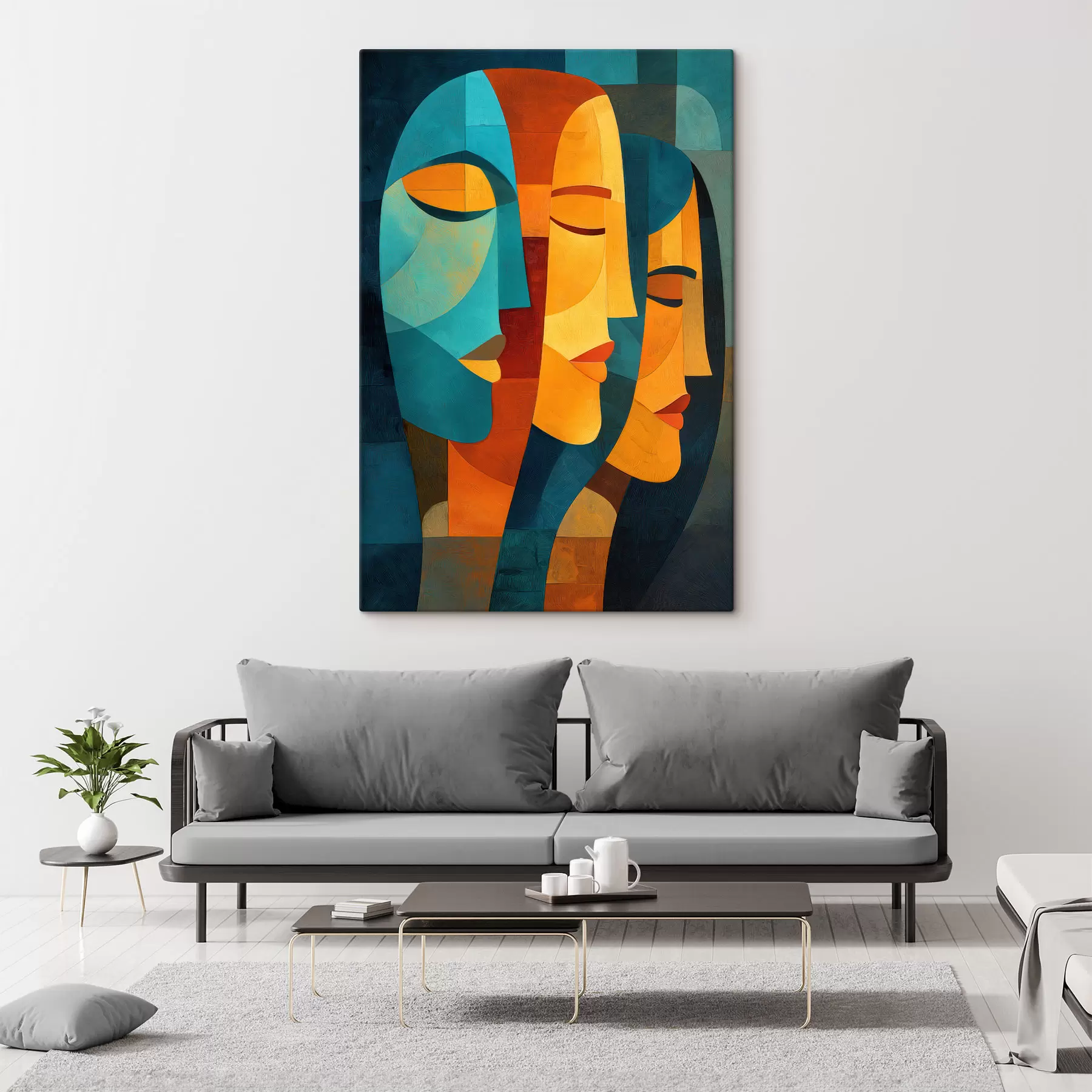 Tableau Profils féminins géométriques s48256