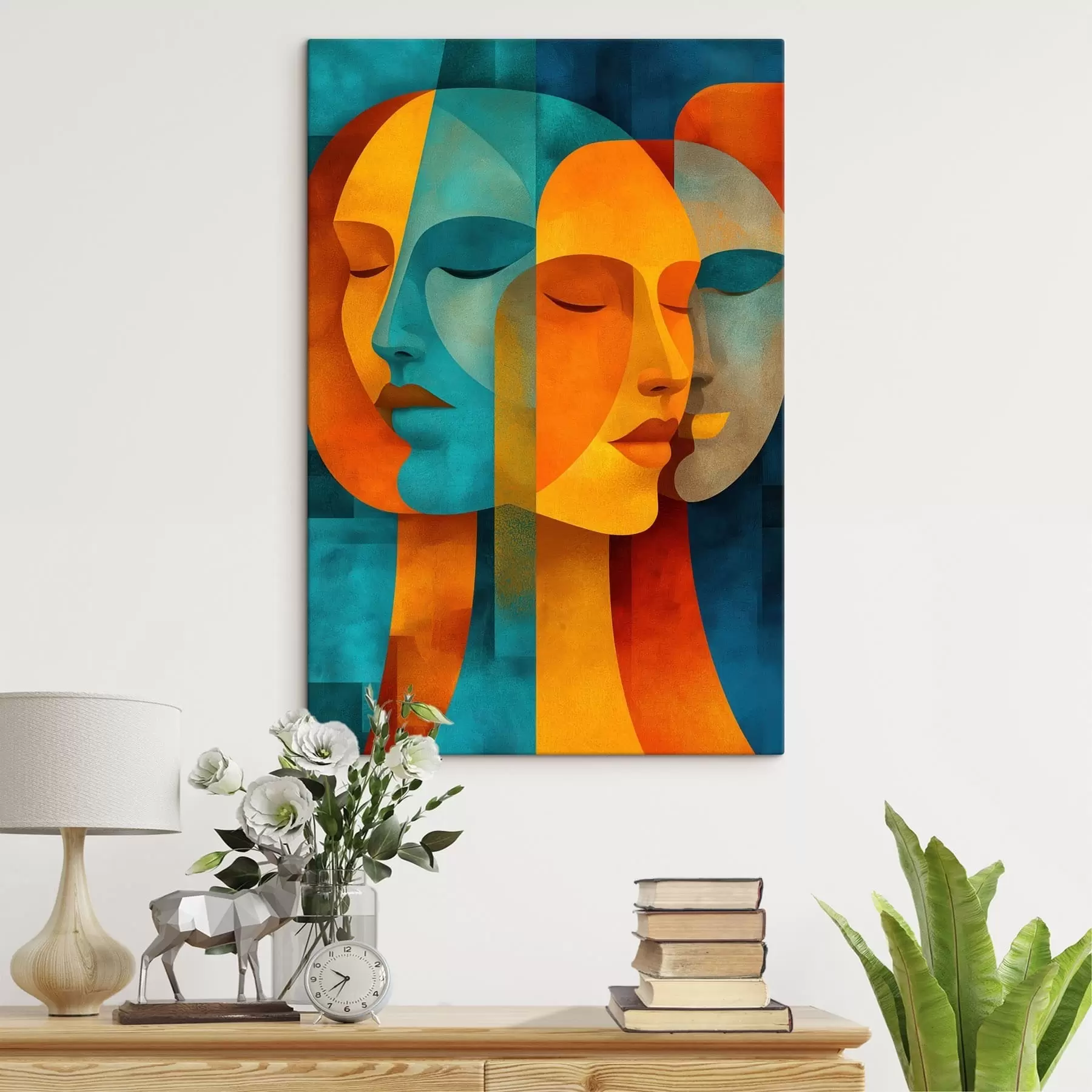 Tableau Profils féminins géométriques s48257