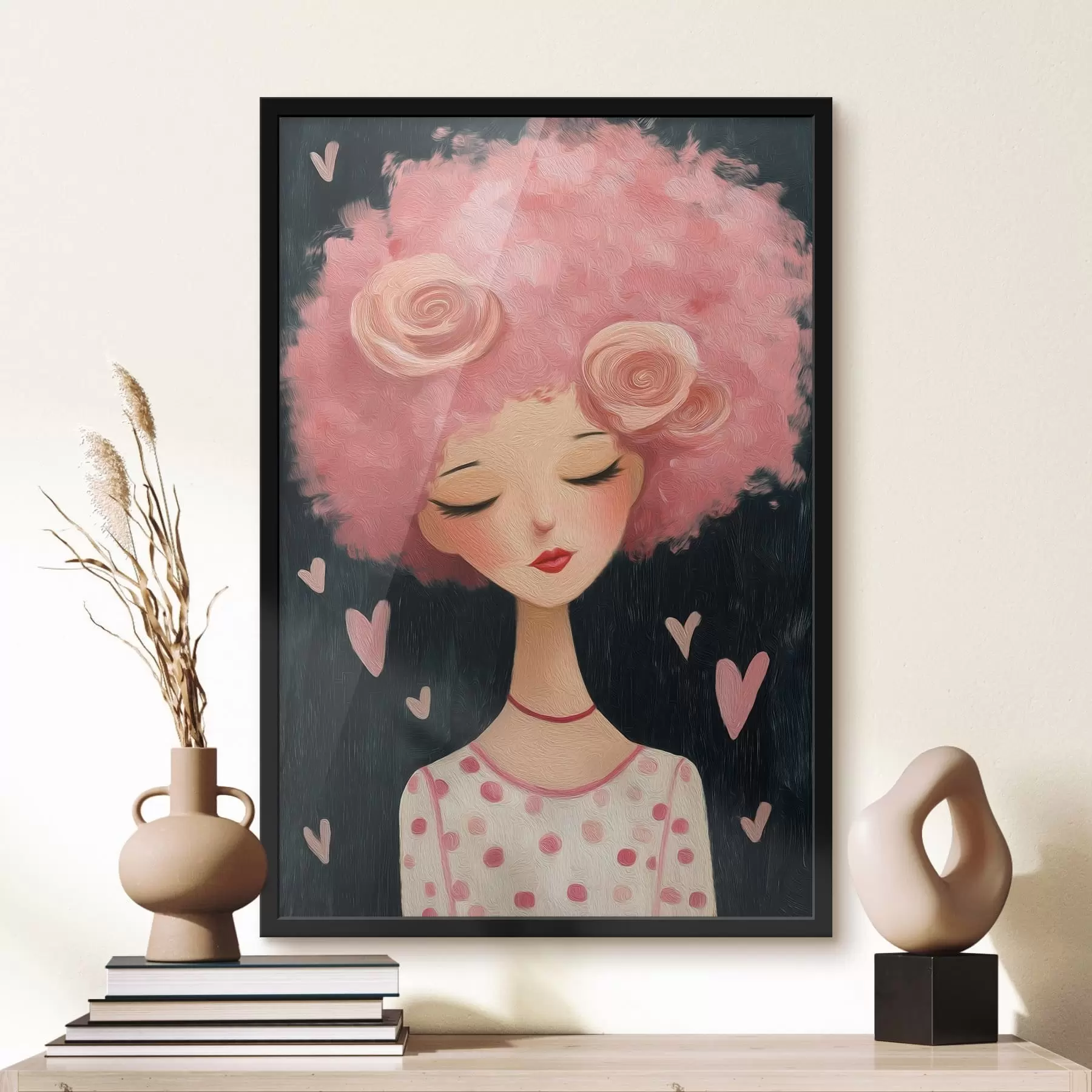 Papier peint Fille aux cheveux roses f48227