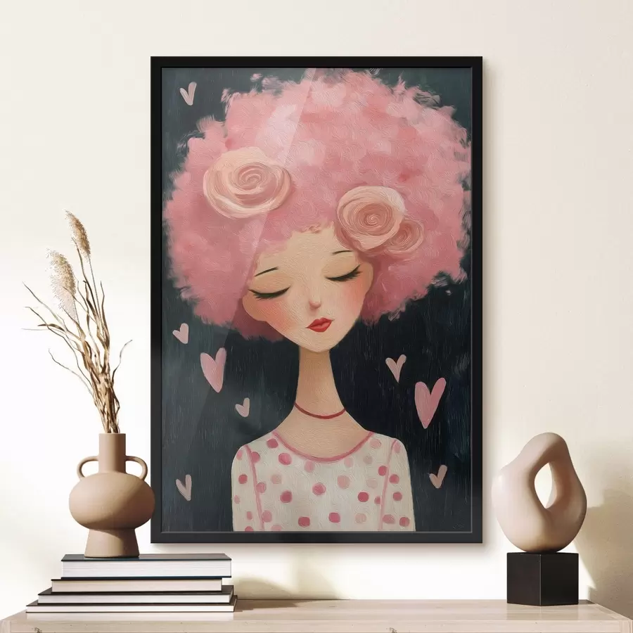 Papier peint Fille aux cheveux roses f48227