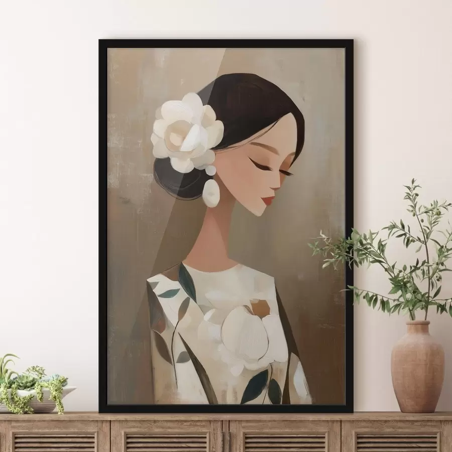 Papier peint Fille avec des fleurs dans les cheveux f48232