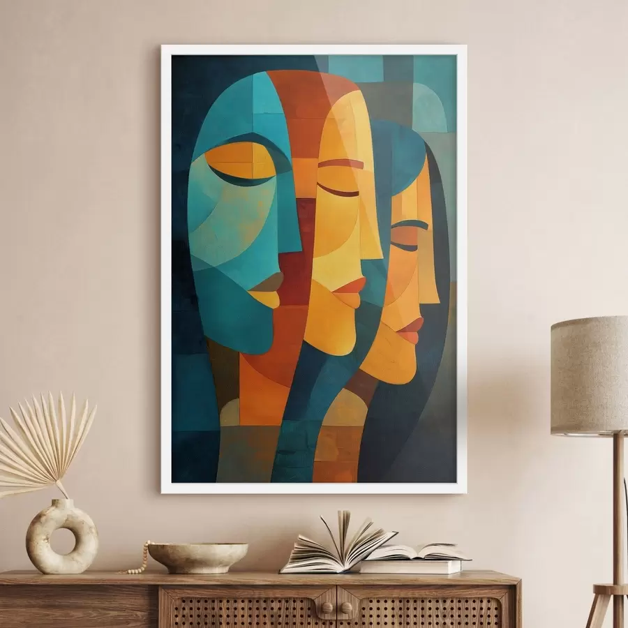 Papier peint Profils féminins géométriques f48256