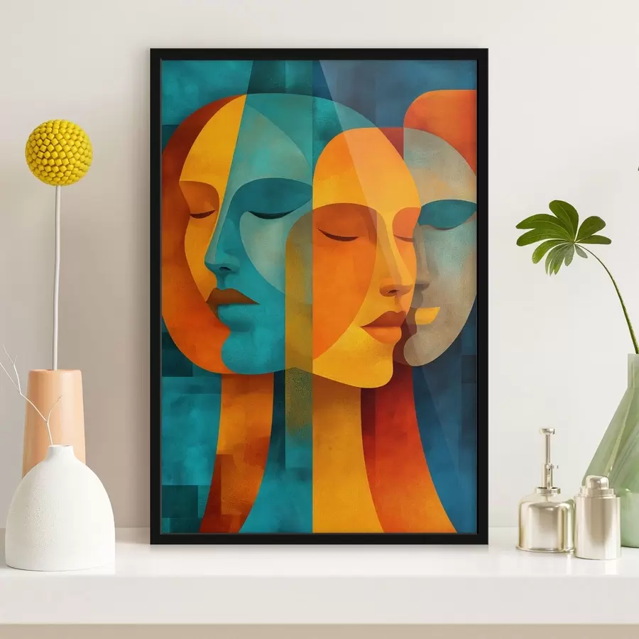 Papier peint Profils féminins géométriques f48257