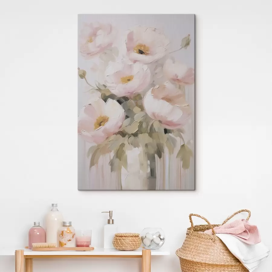 Tableau Fleurs abstraites dans un vase imitation peinture s48264