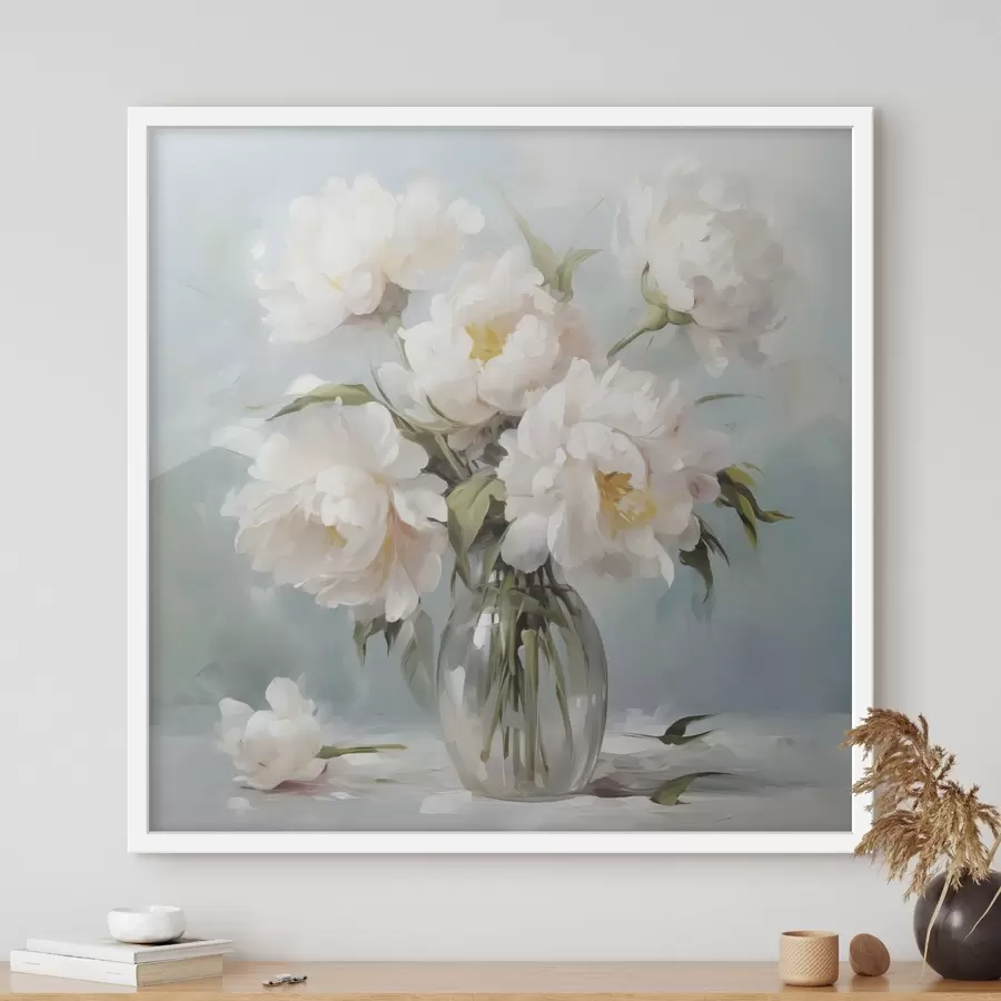 Papier peint Pivoines dans un vase imitation peinture f48265