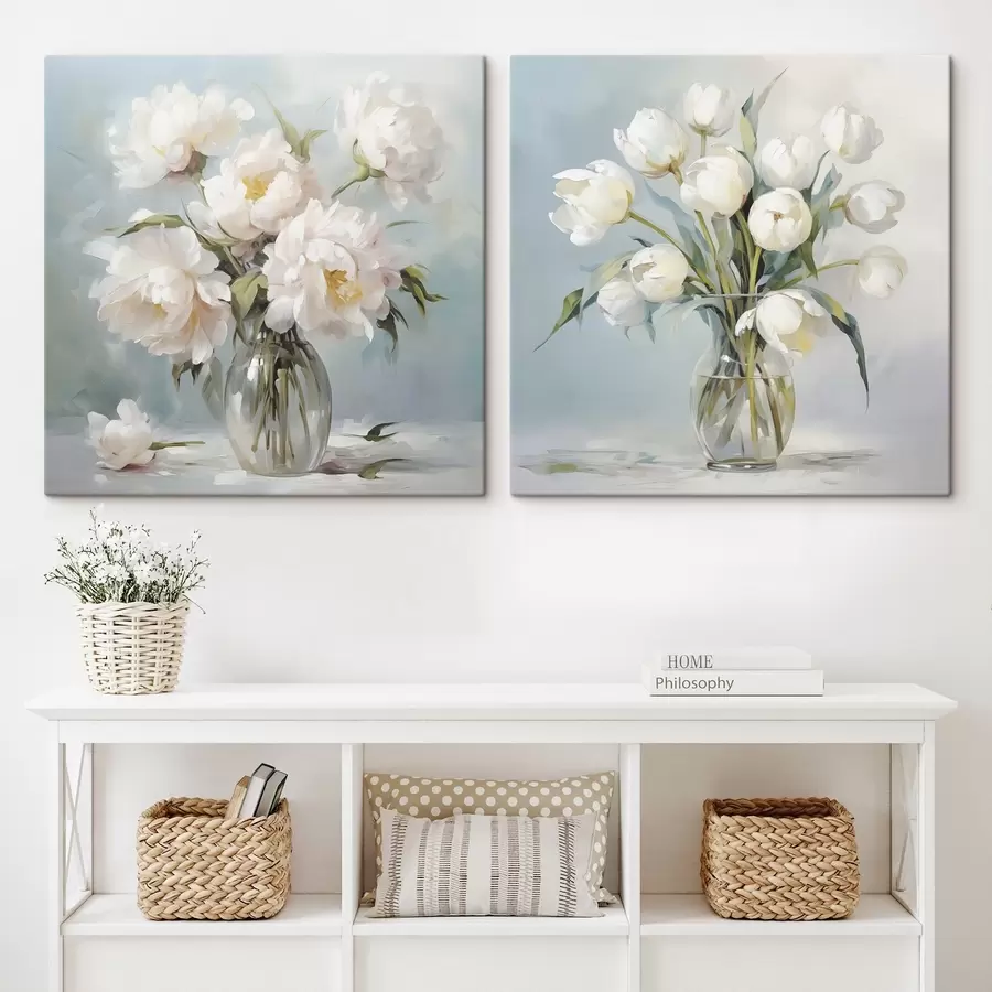 Tableau Bouquet de fleurs dans un vase, imitation peinture m30167