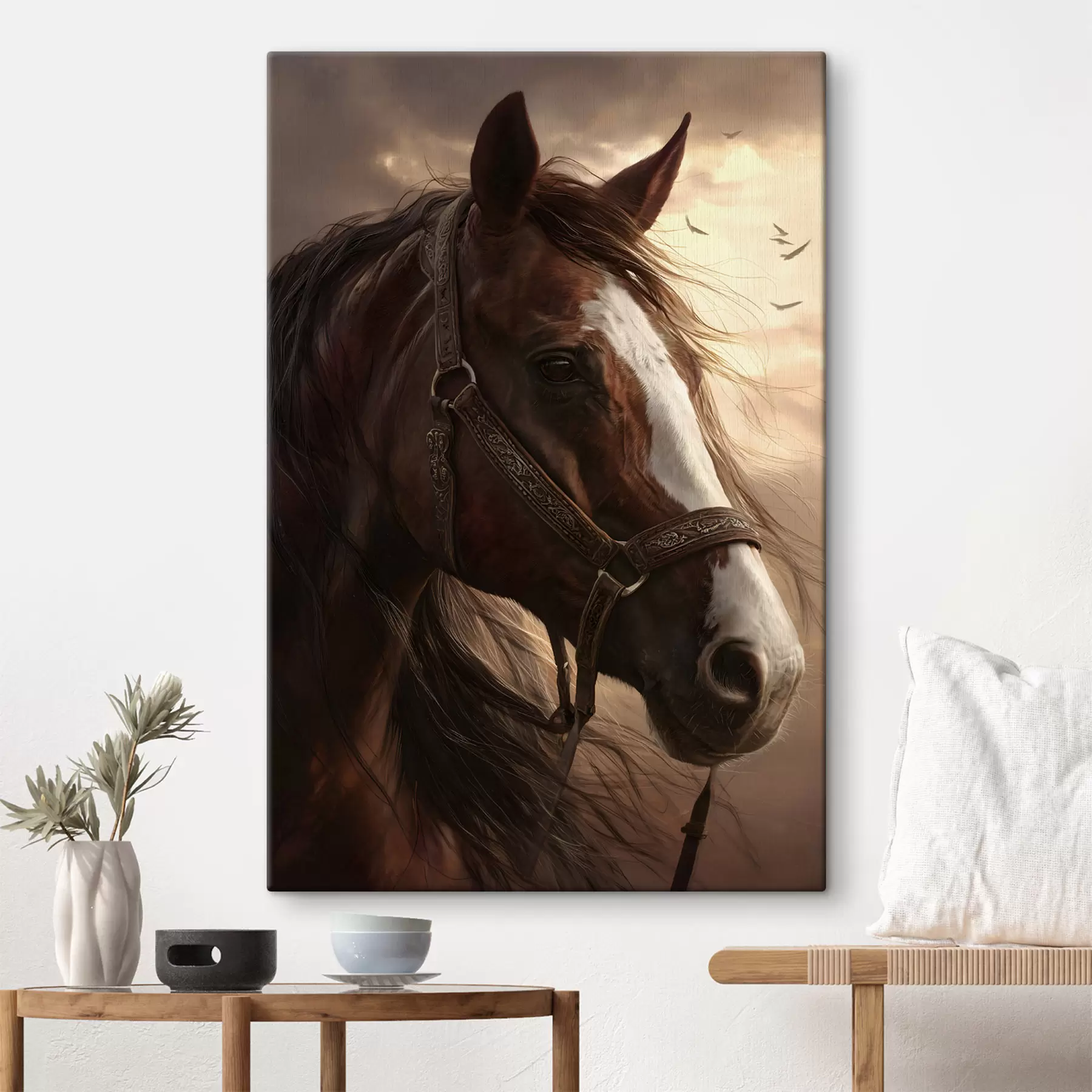 Tableau portrait d'un cheval bai s48291