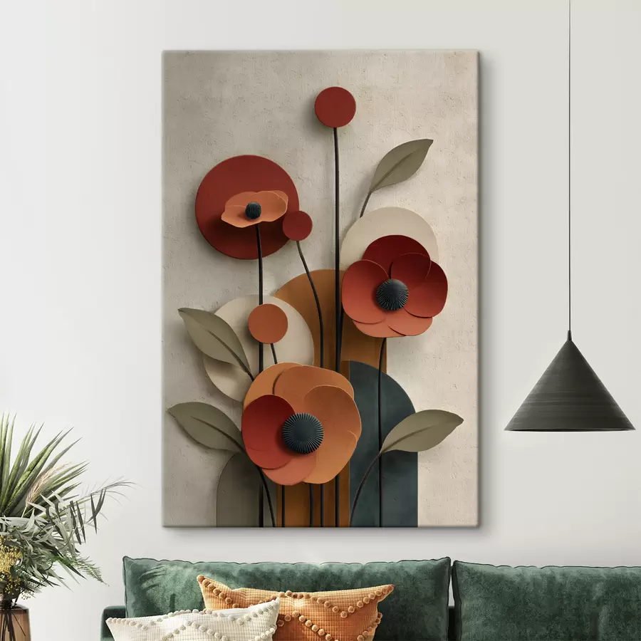 Tableau fleurs dans un style simplifié avec un effet de volume s48293
