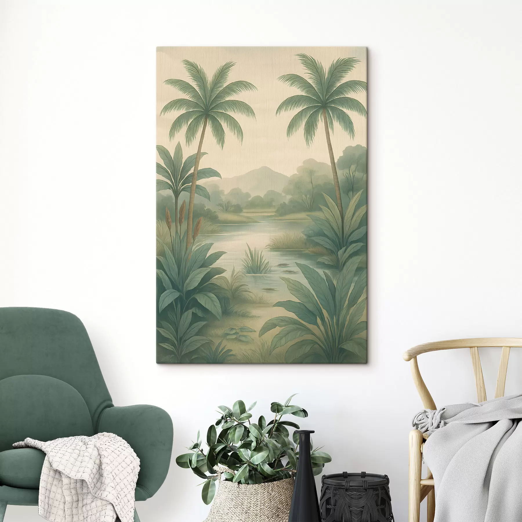 Tableau paysage tropical dans un style rétro s48296