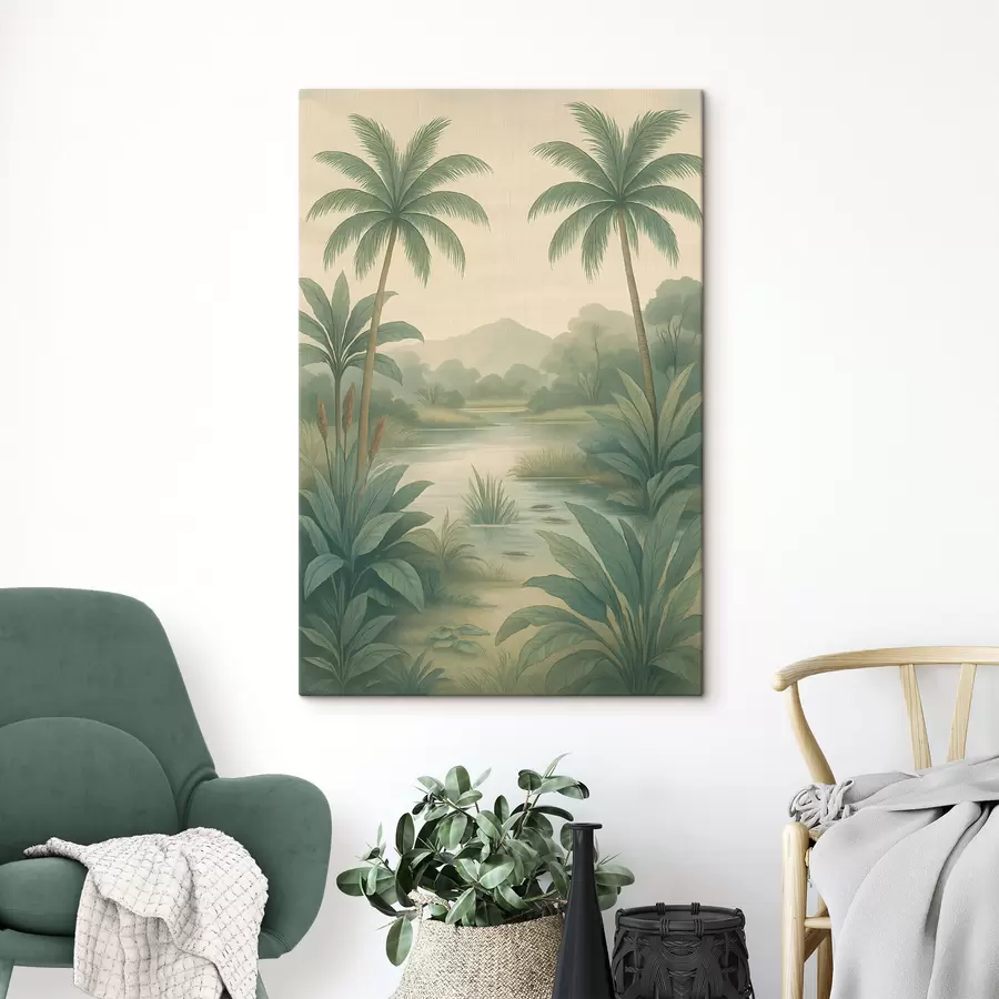Tableau paysage tropical dans un style rétro s48296
