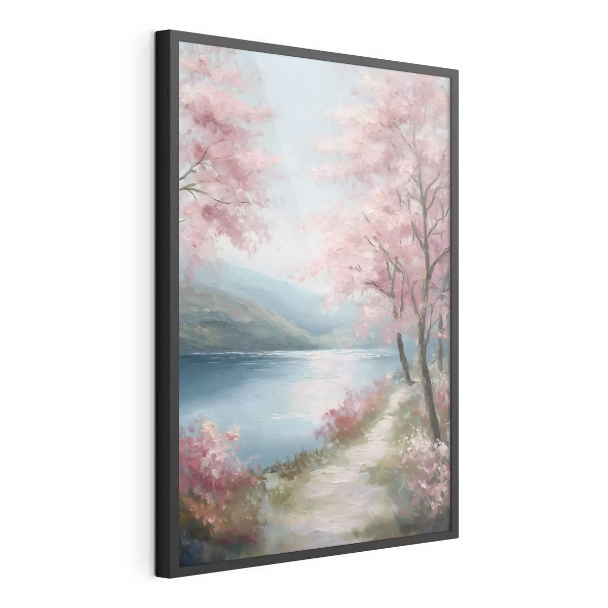 Poster paysage avec des arbres roses dans un style huile f48289