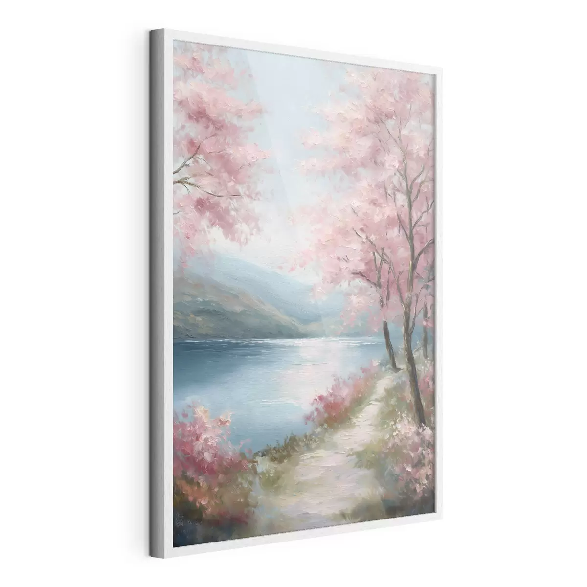 Poster paysage avec des arbres roses dans un style huile f48289