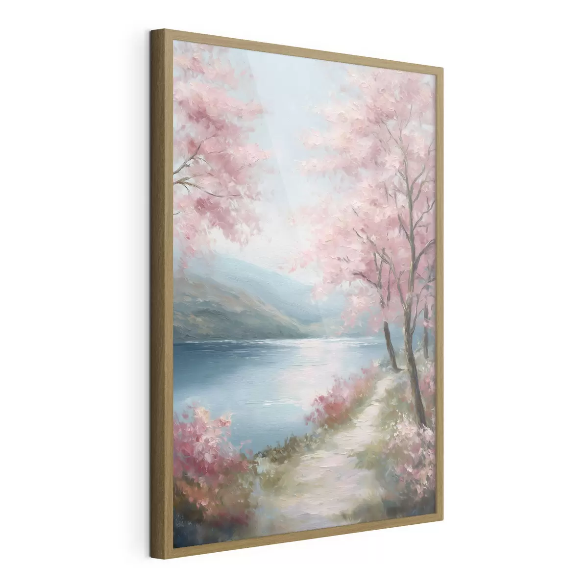 Poster paysage avec des arbres roses dans un style huile f48289