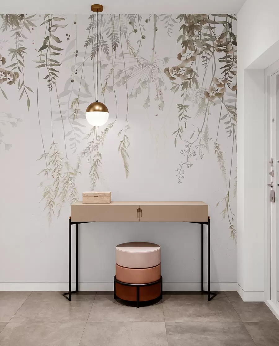 Papier peint Plantes sauvages suspendues sur un fond clair w05320
