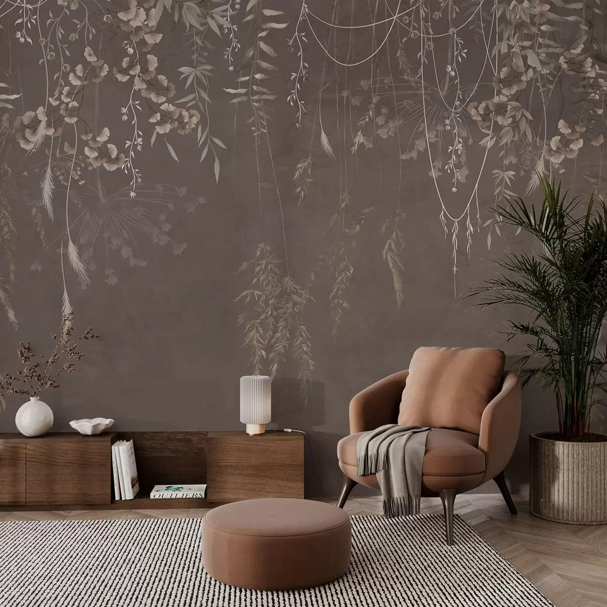 Papier peint Plantes suspendues sur fond sombre w05320v1