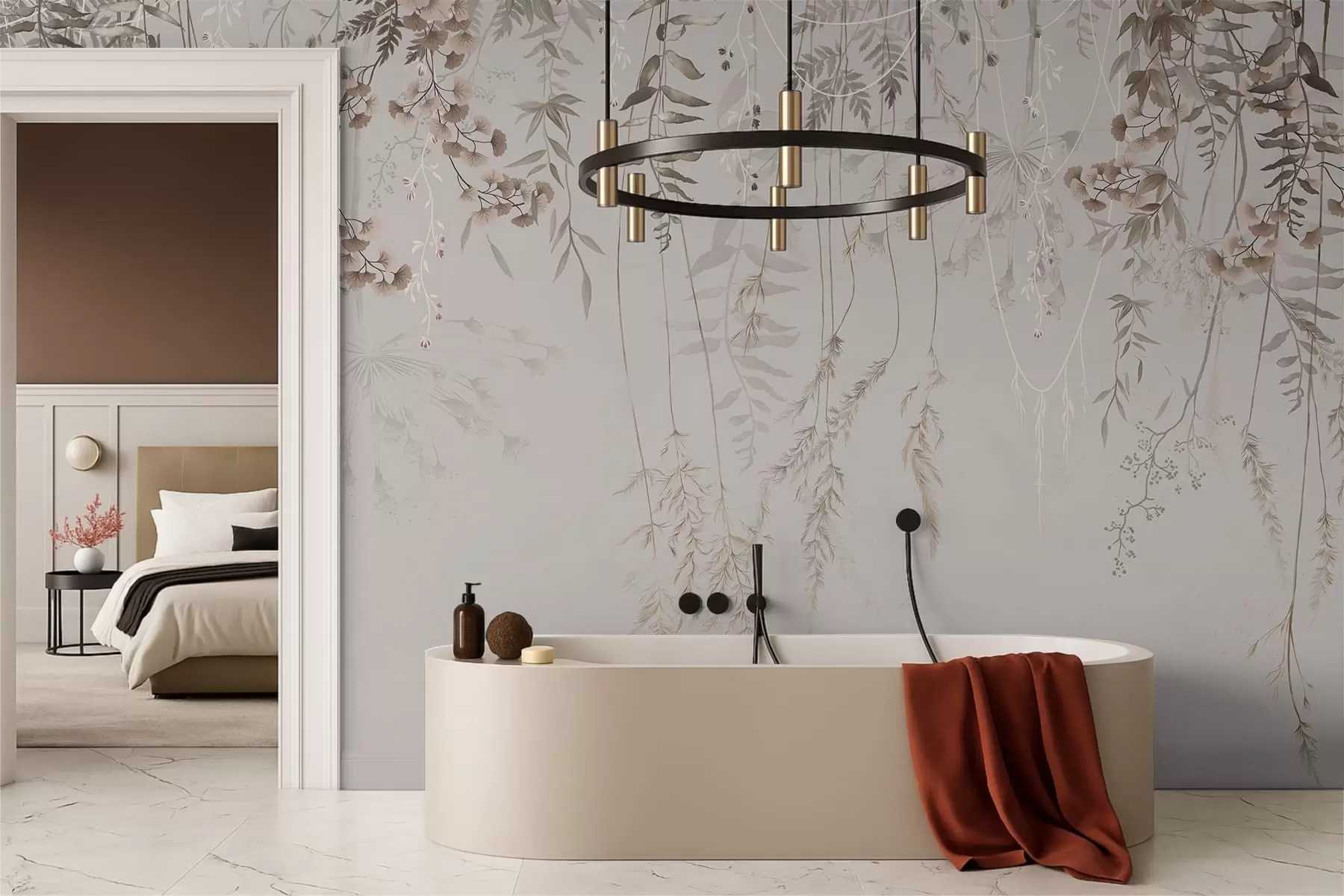 Papier peint Herbes délicates suspendues sur un fond clair w05320v2