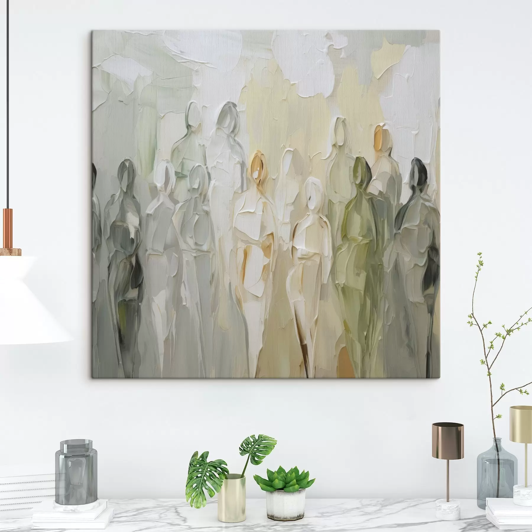 Tableau Silhouettes abstraites imitant la peinture s48276