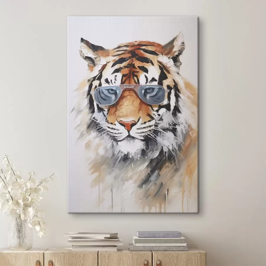 Tableau Peinture imitation tigre à lunettes s48319