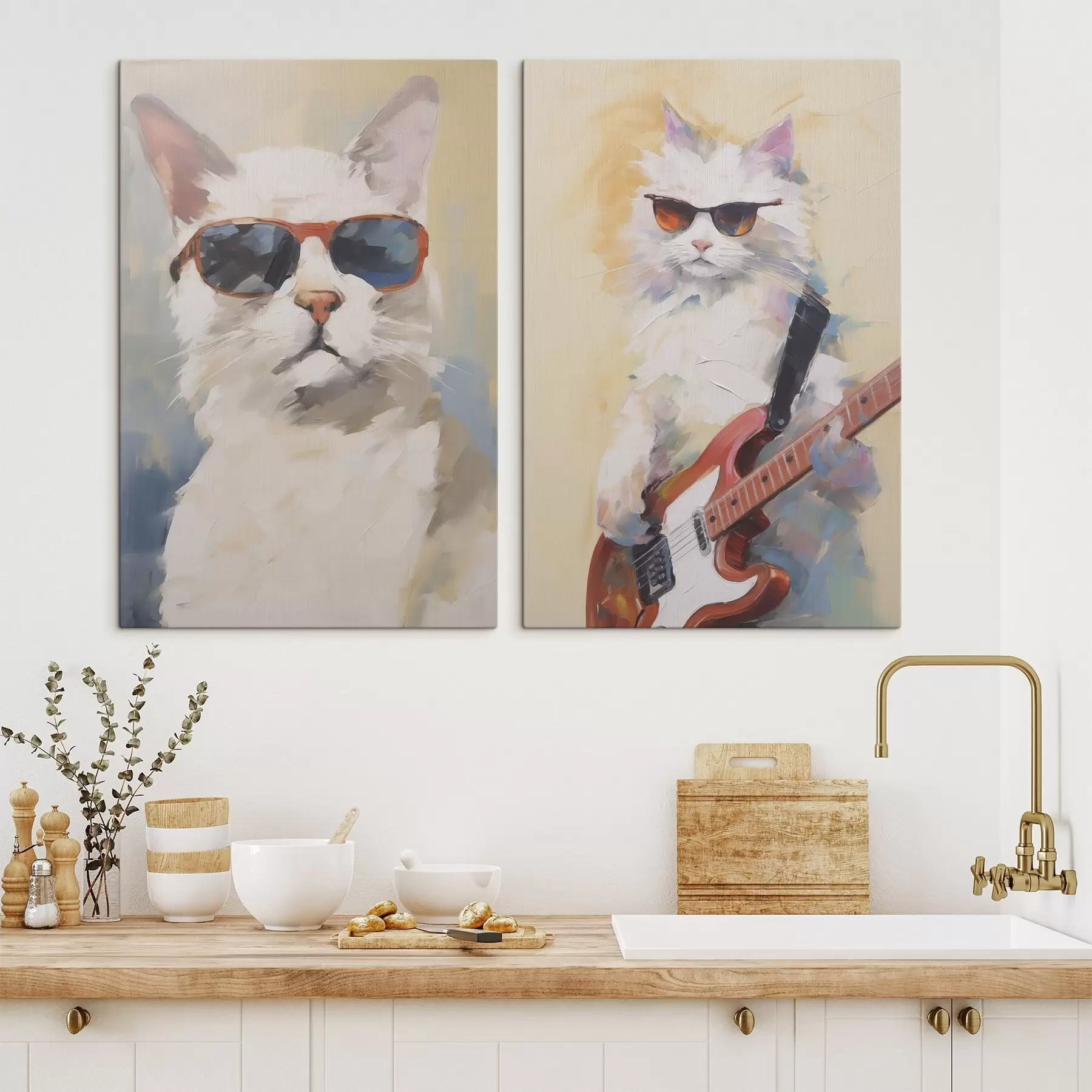 Tableau Chat à lunettes imitation de peinture m30183