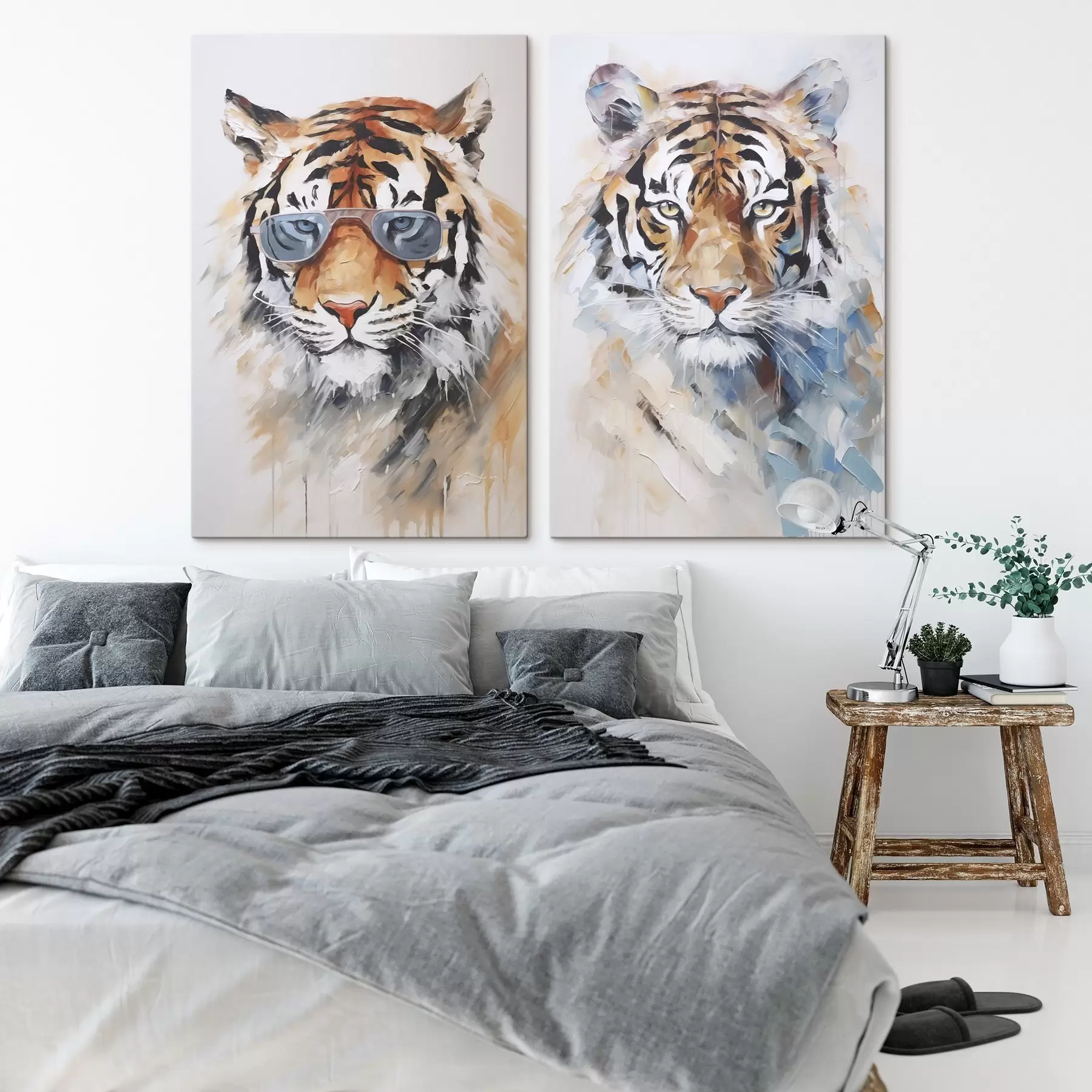 Tableau Peinture imitation tigre m30186
