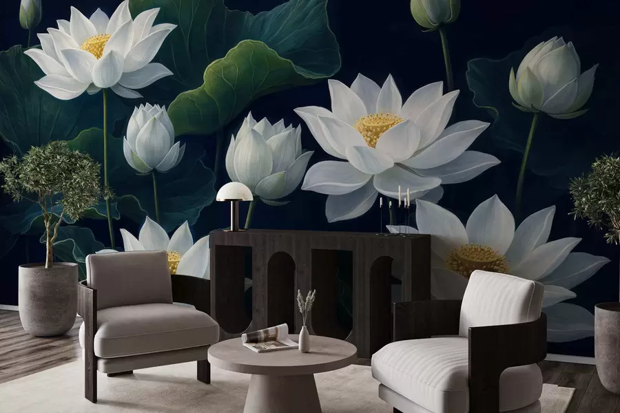 Papier peint Lotus nocturnes w05307
