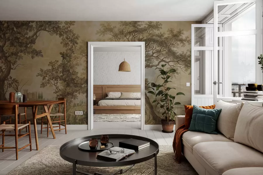 Papier peint Paysage pastoral brodé w05359