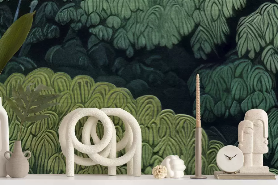 Papier peint Canopées d'arbres verts en mosaïque w05362