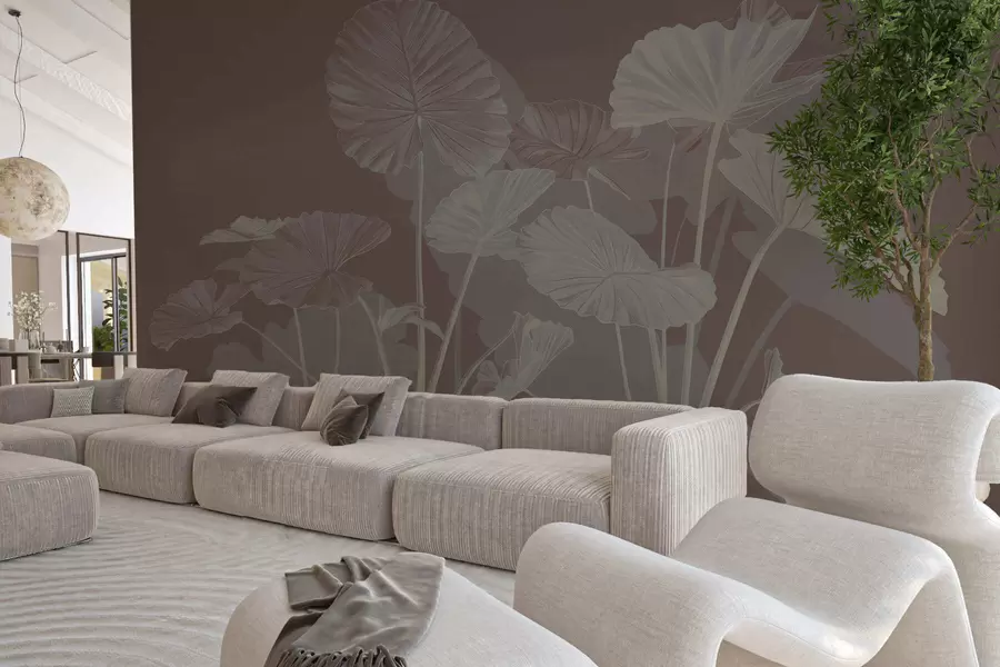 Papier peint Jardin des lotus peints w05364v2