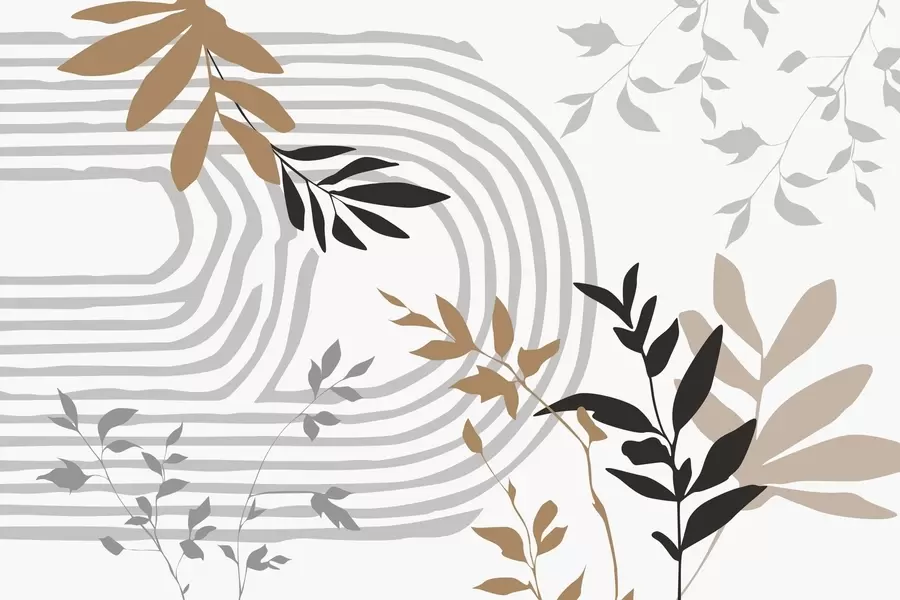 Papier peint Silhouettes et lignes abstraites de plantes w05374