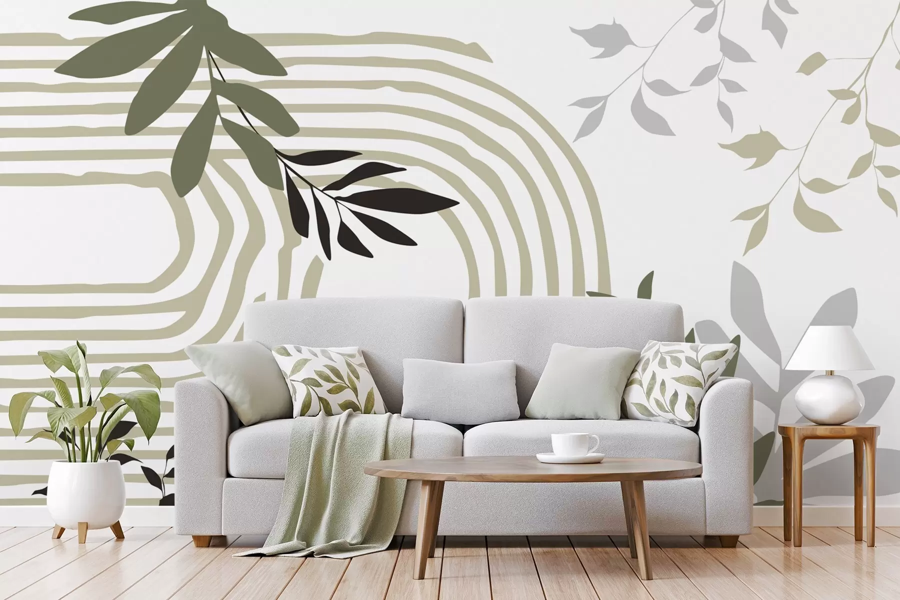 Papier peint Silhouettes et lignes abstraites de plantes w05374v1