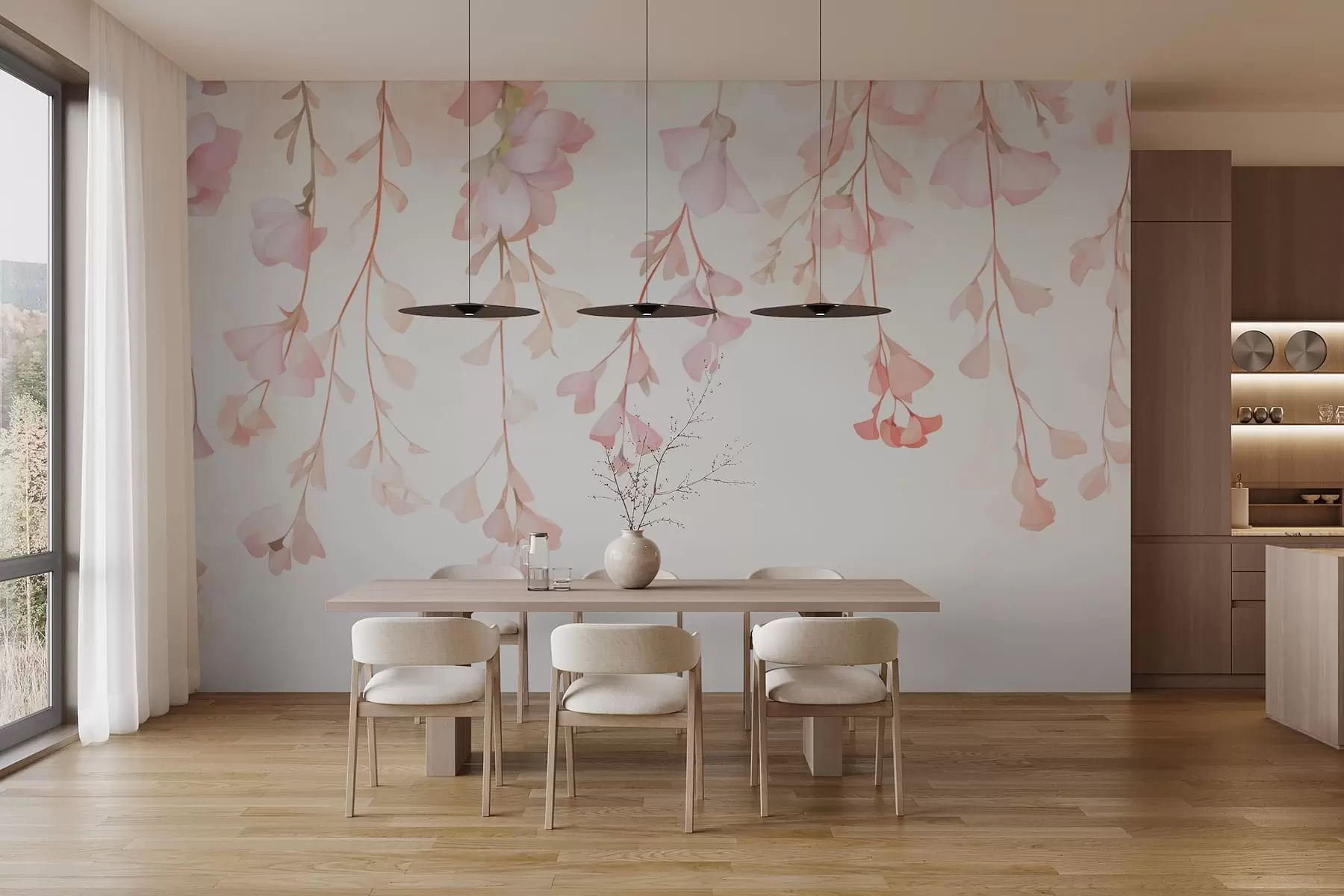 Papier peint Fleurs délicates suspendues w05345
