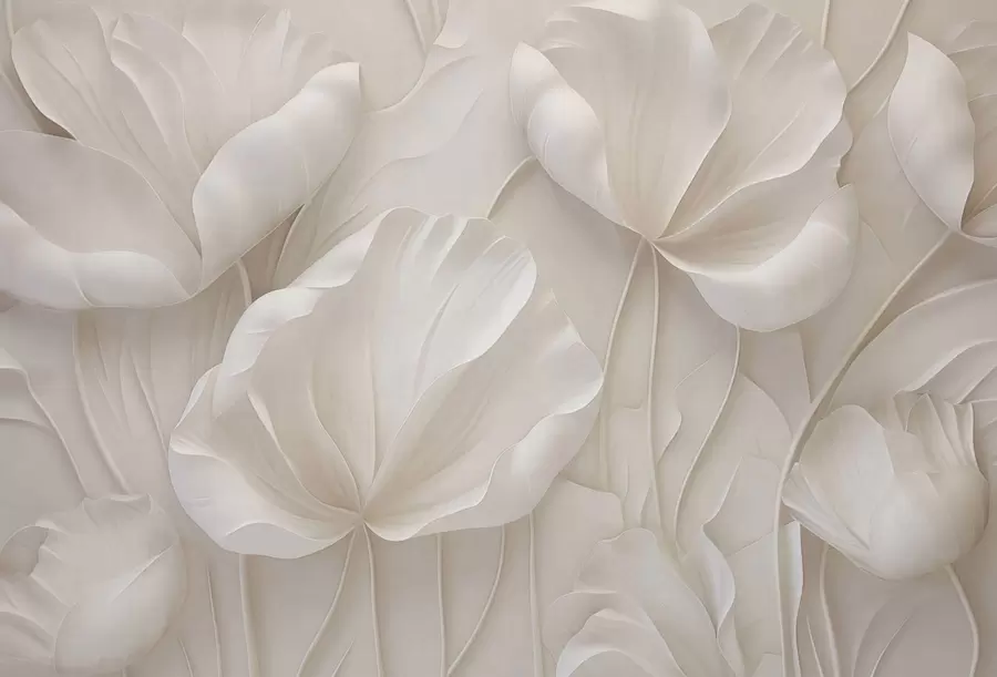 Papier peint Fleurs sculptées avec des pétales doux w05355