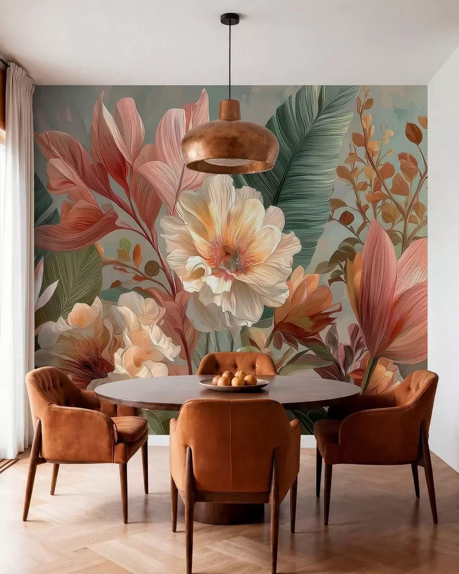 Papier peint Fleurs avec feuilles w05378