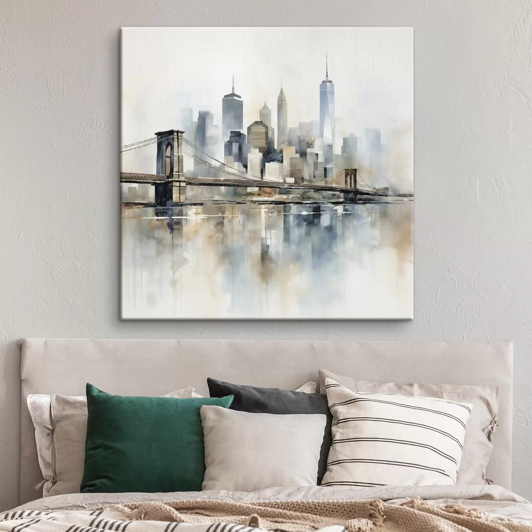 Tableau Silhouette urbaine abstraite, style aquarelle s48405