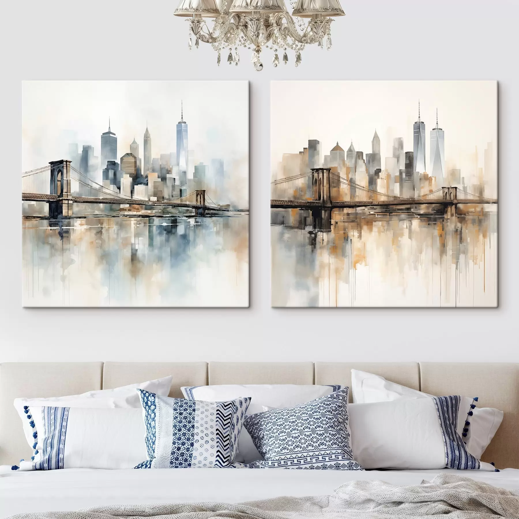 Tableau Silhouette urbaine abstraite, style aquarelle m30207