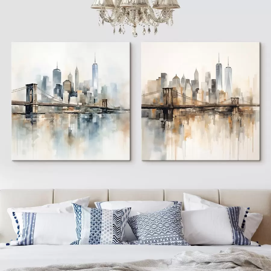 Tableau Silhouette urbaine abstraite, style aquarelle m30207