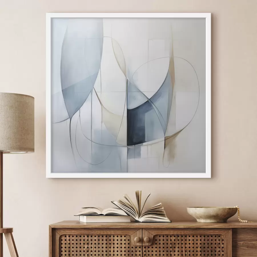 Papier peint Composition abstraite et minimaliste composée de formes bleues et beiges f48404