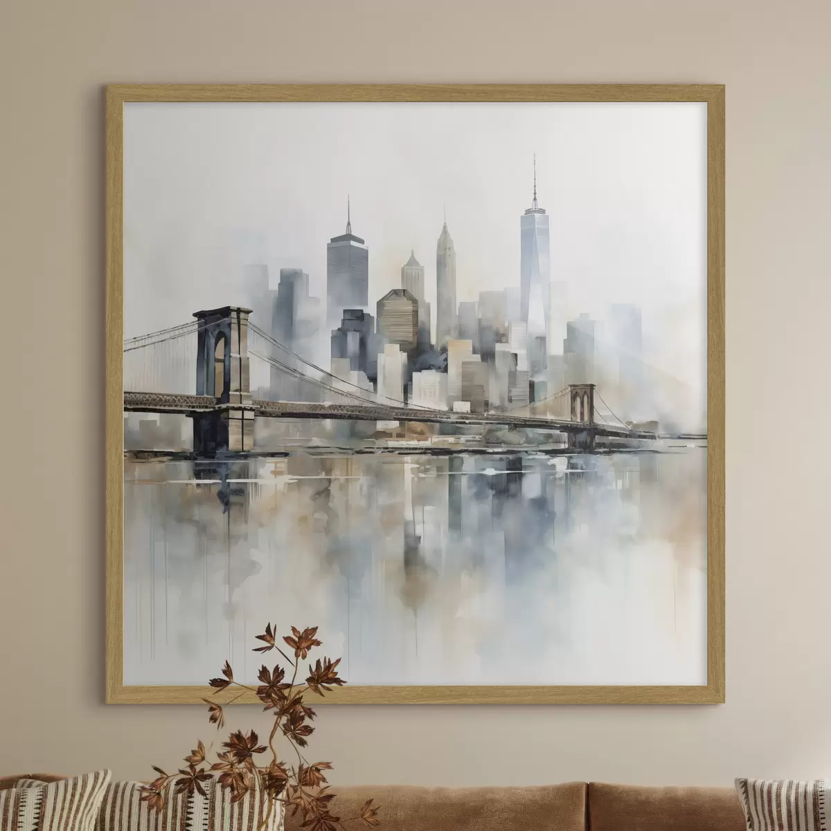 Poster Silhouette urbaine abstraite, style aquarelle f48405