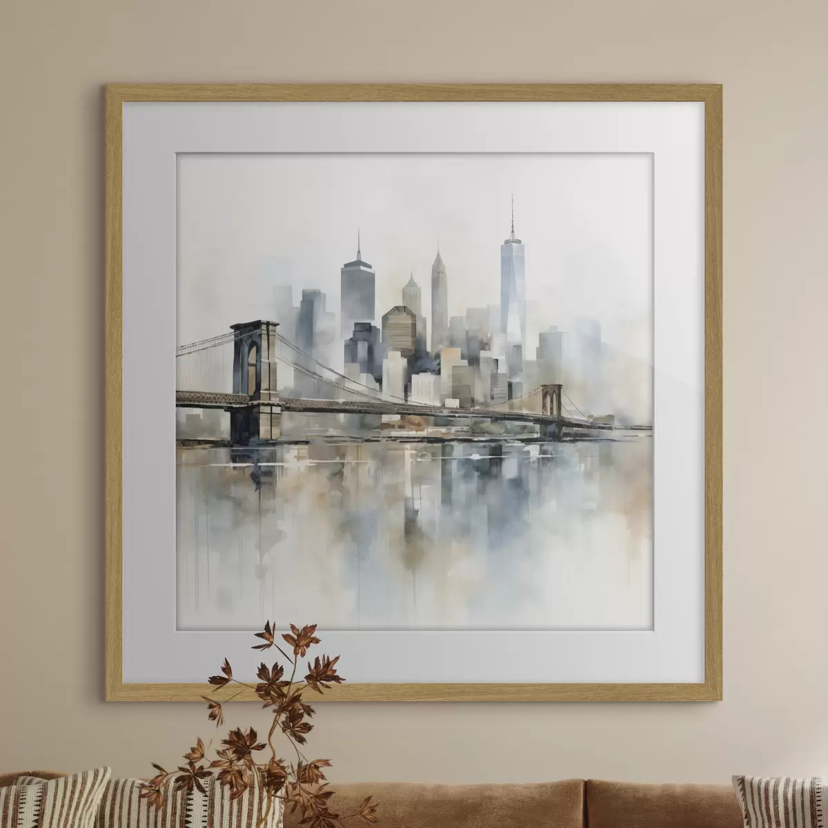 Poster Silhouette urbaine abstraite, style aquarelle f48405