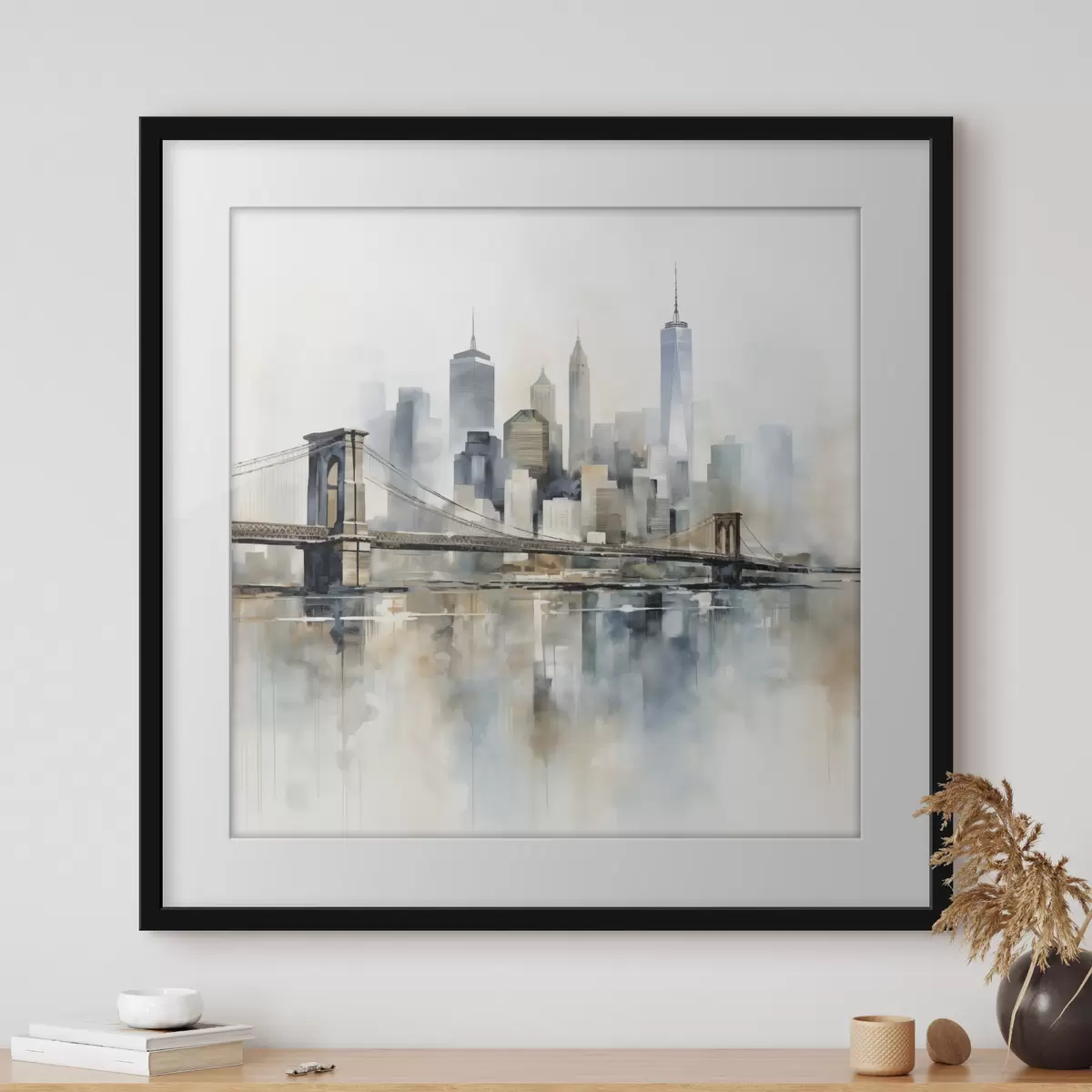Poster Silhouette urbaine abstraite, style aquarelle f48405