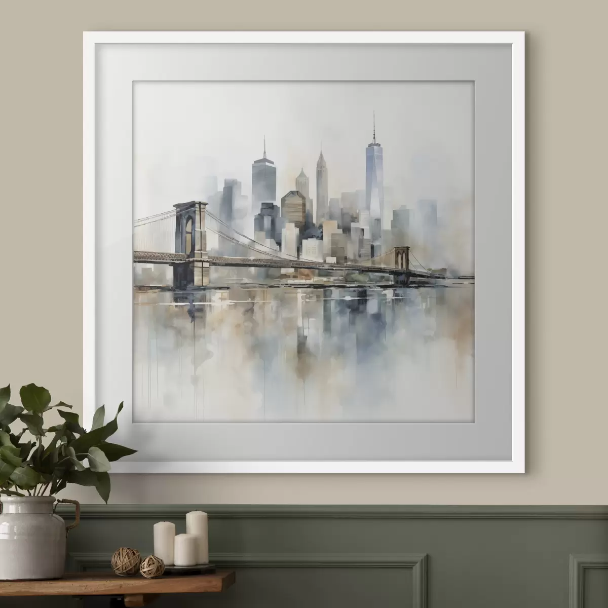 Poster Silhouette urbaine abstraite, style aquarelle f48405