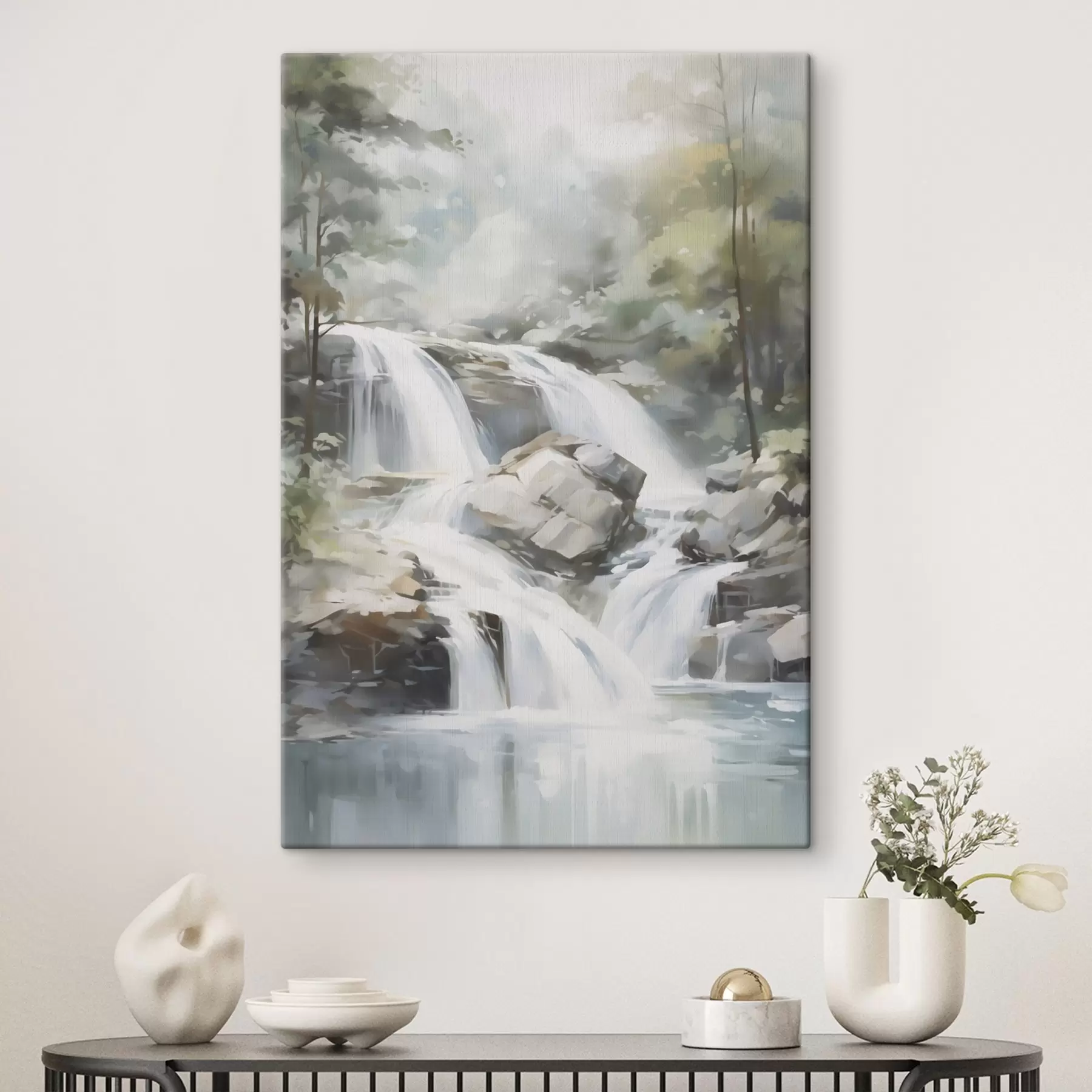 Tableau Cascade dans la forêt : reproduction d'un tableau s48415